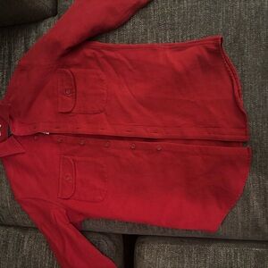 Red J.Crew Button-Up Shirt